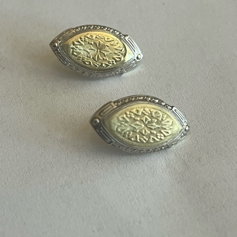 VTG 14 K yellow, white gold, art deco earrings made in Italy